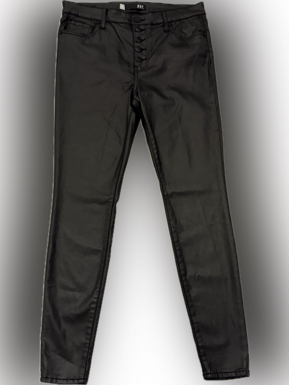 Kut from the Kloth Mia High Rise Skinny Coated Jeans Black Size 12